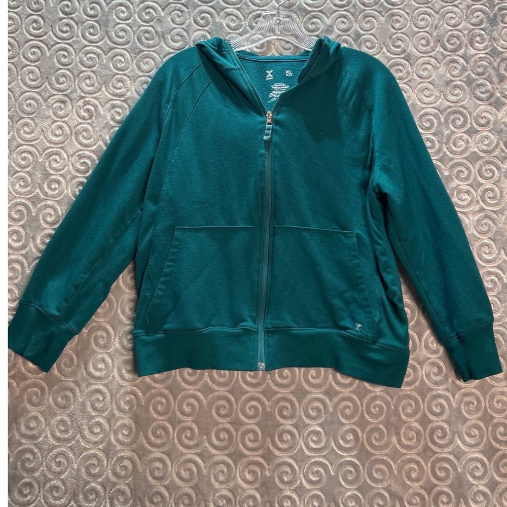 Xersion Teal Full Zip‎ Hooded Fleece Jacket XL